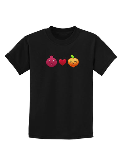 Pomegranate Heart Peach Childrens Dark T-Shirt-Childrens T-Shirt-TooLoud-Black-X-Small-Davson Sales