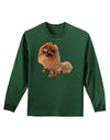 Pomeranian Sitting All Cute-Like Adult Long Sleeve Dark T-Shirt-TooLoud-Dark-Green-Small-Davson Sales