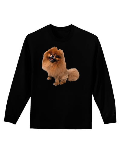 Pomeranian Sitting All Cute-Like Adult Long Sleeve Dark T-Shirt-TooLoud-Black-Small-Davson Sales