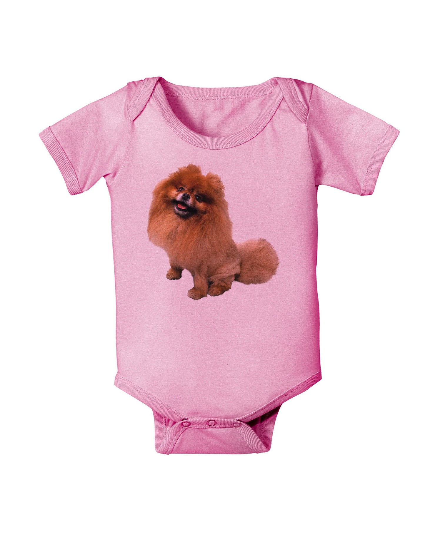 Pomeranian Sitting All Cute-Like Baby Romper Bodysuit-Baby Romper-TooLoud-Pink-06-Months-Davson Sales