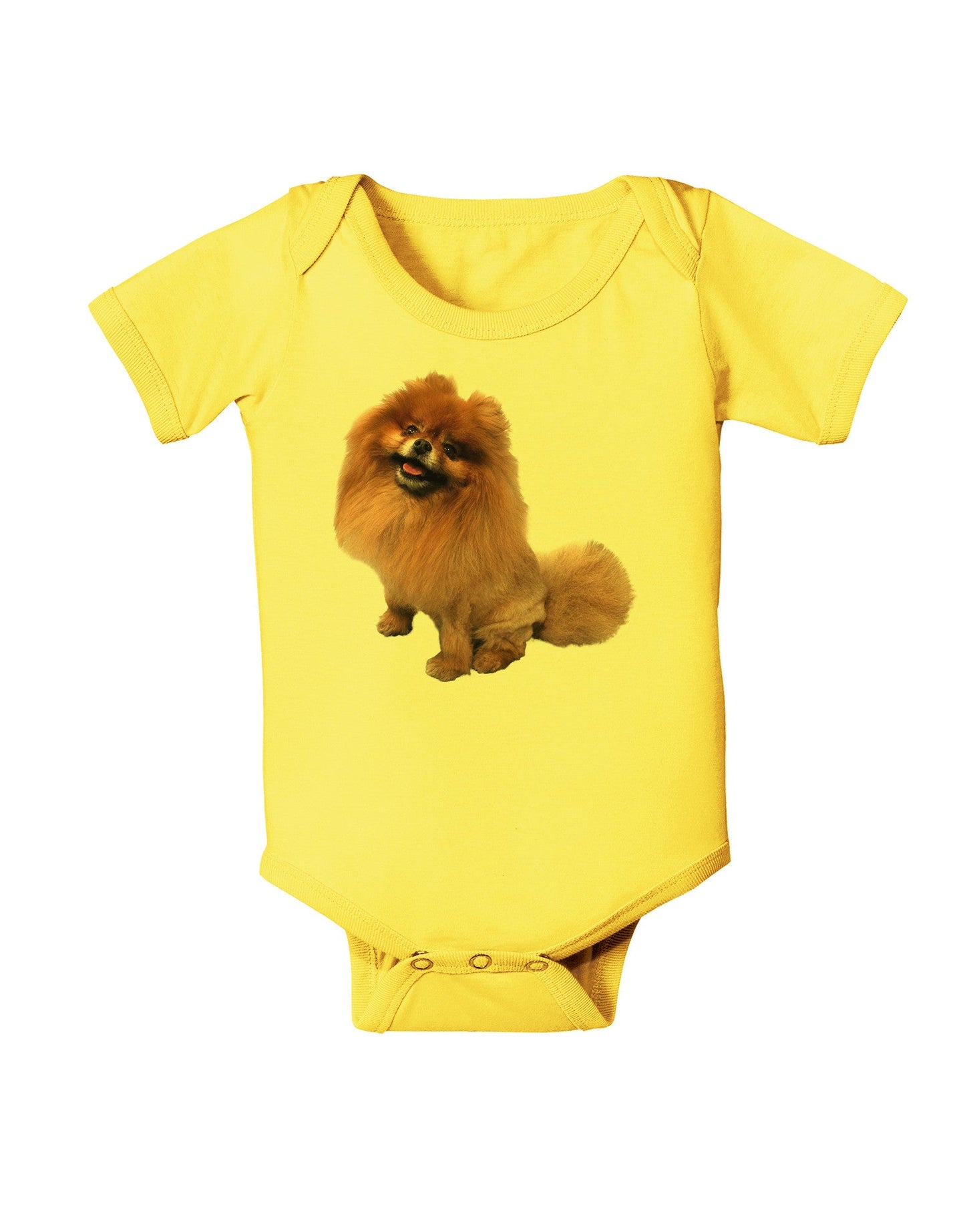 Pomeranian Sitting All Cute-Like Baby Romper Bodysuit-Baby Romper-TooLoud-Yellow-06-Months-Davson Sales