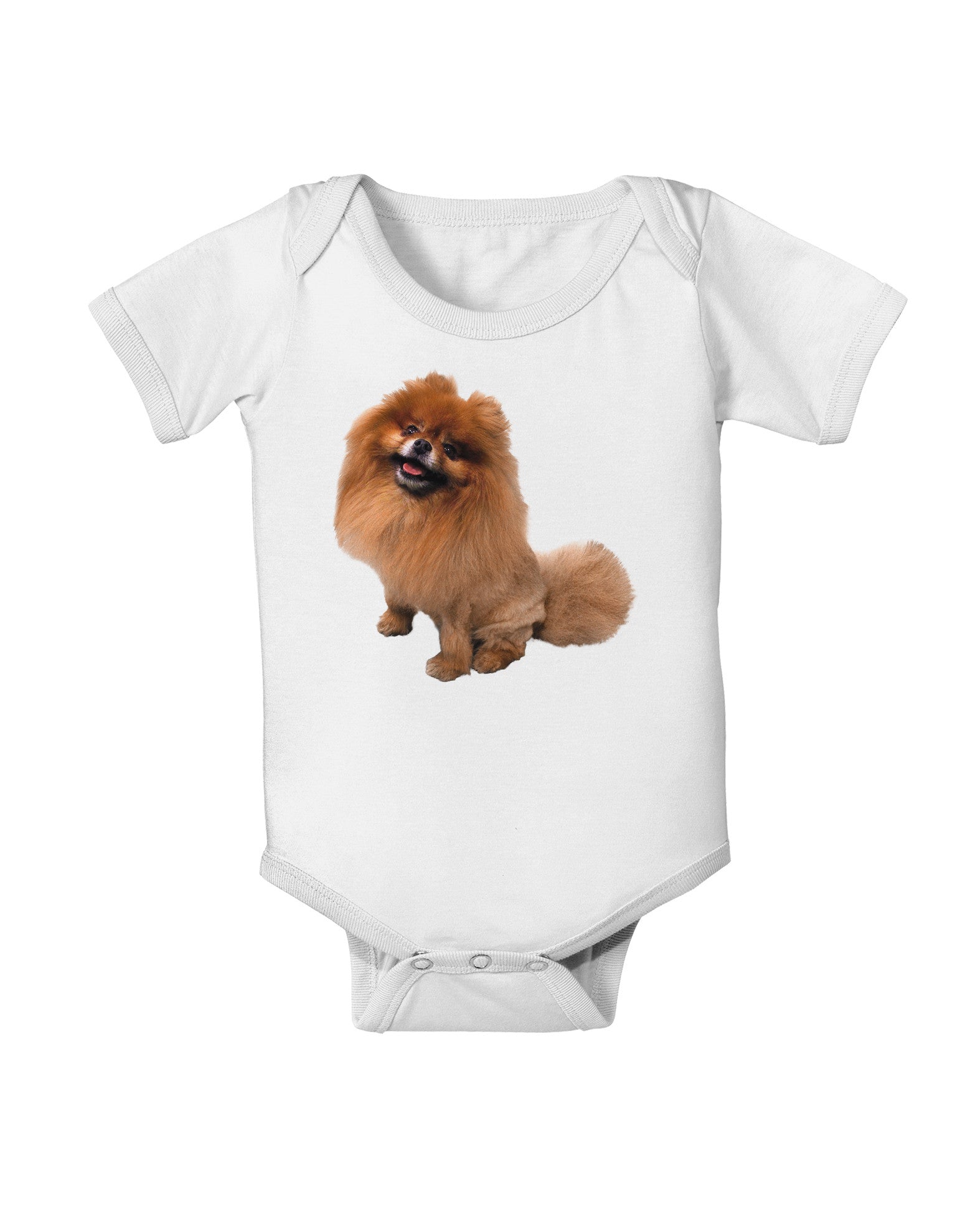 Pomeranian Sitting All Cute-Like Baby Romper Bodysuit-Baby Romper-TooLoud-White-06-Months-Davson Sales