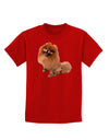 Pomeranian Sitting All Cute-Like Childrens Dark T-Shirt-Childrens T-Shirt-TooLoud-Red-X-Small-Davson Sales