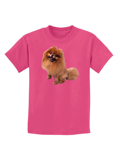 Pomeranian Sitting All Cute-Like Childrens Dark T-Shirt-Childrens T-Shirt-TooLoud-Sangria-X-Small-Davson Sales