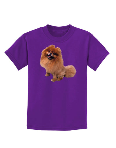 Pomeranian Sitting All Cute-Like Childrens Dark T-Shirt-Childrens T-Shirt-TooLoud-Purple-X-Small-Davson Sales