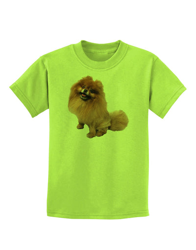 Pomeranian Sitting All Cute-Like Childrens T-Shirt-Childrens T-Shirt-TooLoud-Lime-Green-X-Small-Davson Sales