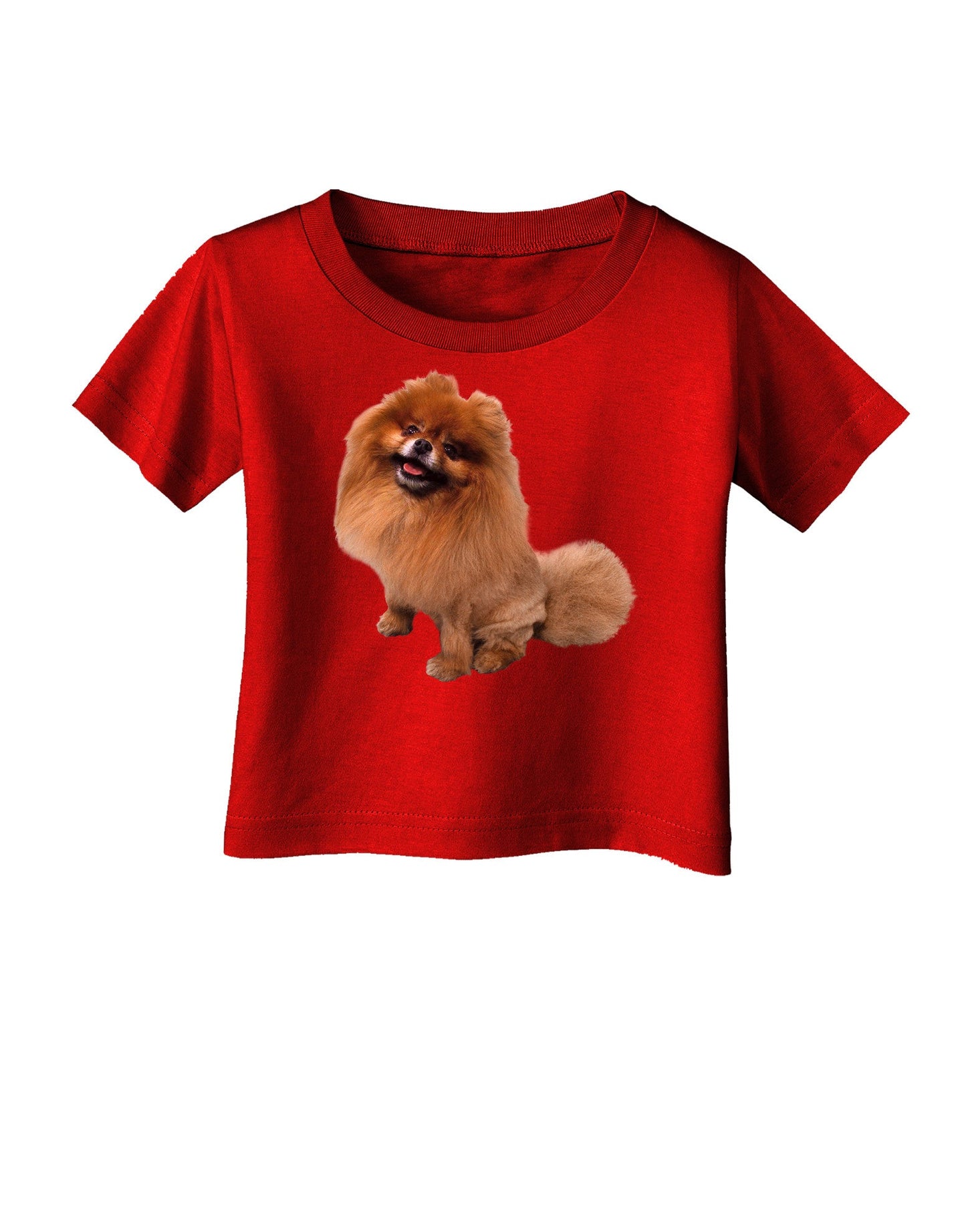 Pomeranian Sitting All Cute-Like Infant T-Shirt Dark-Infant T-Shirt-TooLoud-Red-06-Months-Davson Sales