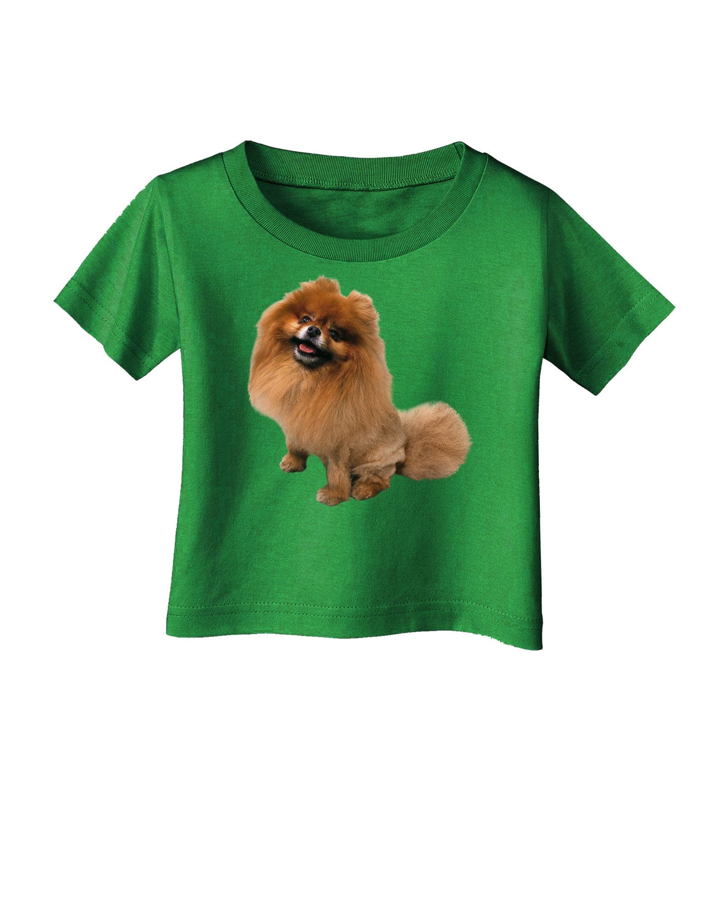 Pomeranian Sitting All Cute-Like Infant T-Shirt Dark-Infant T-Shirt-TooLoud-Clover-Green-06-Months-Davson Sales