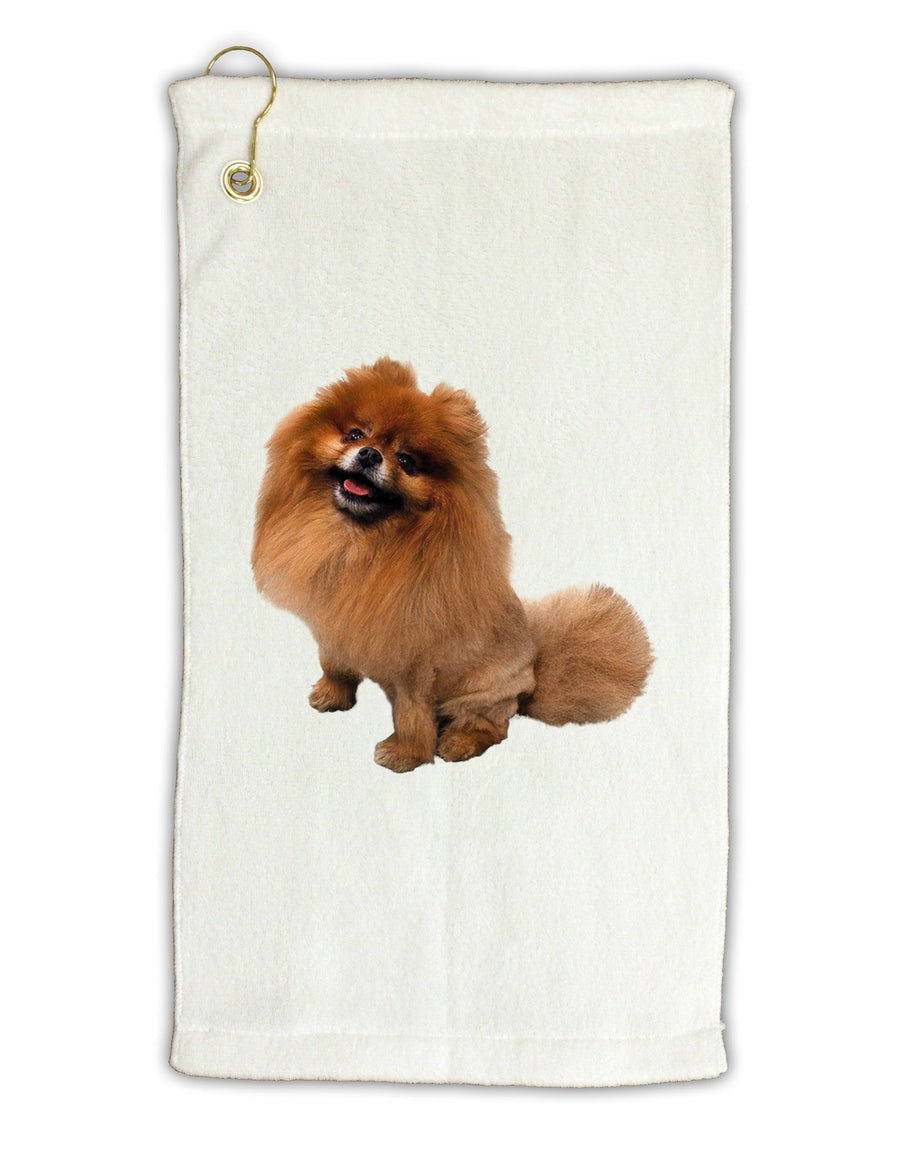 Pomeranian Sitting All Cute-Like Micro Terry Gromet Golf Towel 16 x 25 inch-Golf Towel-TooLoud-White-Davson Sales