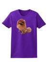 Pomeranian Sitting All Cute-Like Womens Dark T-Shirt-TooLoud-Purple-X-Small-Davson Sales