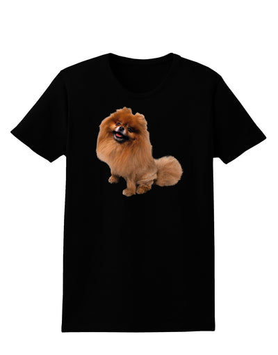 Pomeranian Sitting All Cute-Like Womens Dark T-Shirt-TooLoud-Black-X-Small-Davson Sales