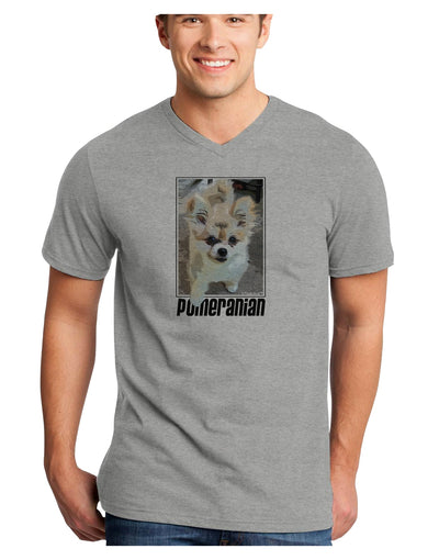 Pomeranian Step Out Adult V-Neck T-shirt by TooLoud-Mens V-Neck T-Shirt-TooLoud-HeatherGray-Small-Davson Sales