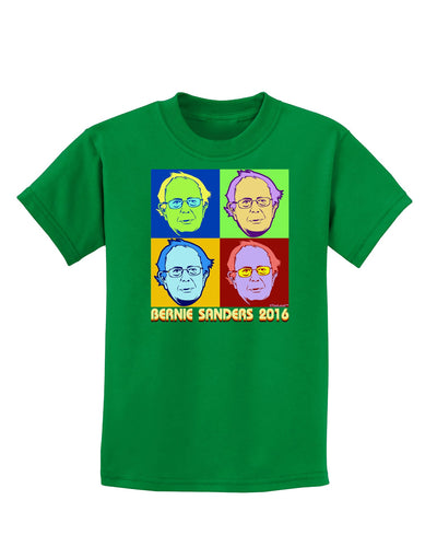 Pop Art Bernie Sanders Childrens Dark T-Shirt-Childrens T-Shirt-TooLoud-Kelly-Green-X-Small-Davson Sales