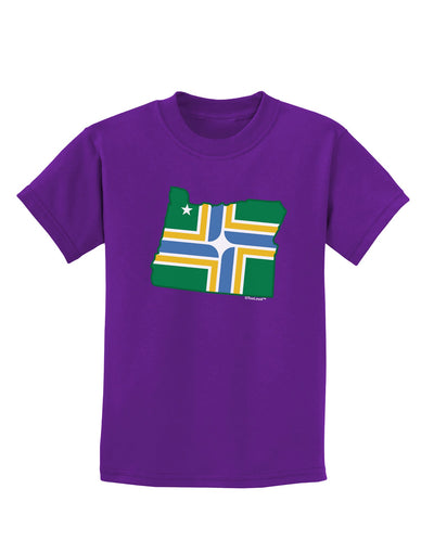 Portland Oregon Flag Childrens Dark T-Shirt-Childrens T-Shirt-TooLoud-Purple-X-Small-Davson Sales