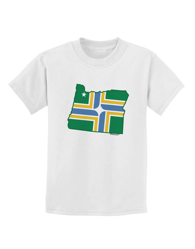 Portland Oregon Flag Childrens T-Shirt-Childrens T-Shirt-TooLoud-White-X-Small-Davson Sales