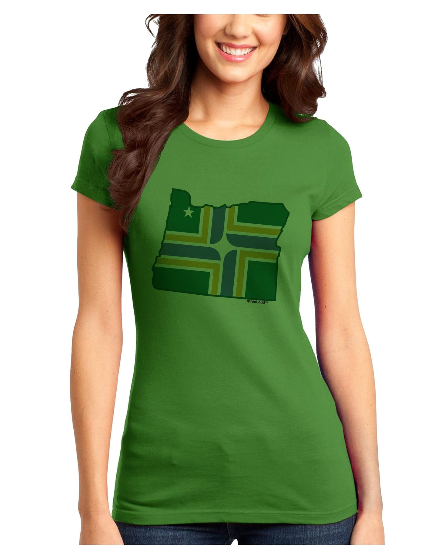 Portland Oregon Flag Juniors Petite T-Shirt-T-Shirts Juniors Tops-TooLoud-Kiwi-Green-Juniors Fitted X-Small-Davson Sales