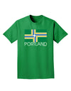 Portland Oregon Flag Text Adult Dark T-Shirt-Mens T-Shirt-TooLoud-Kelly-Green-Small-Davson Sales