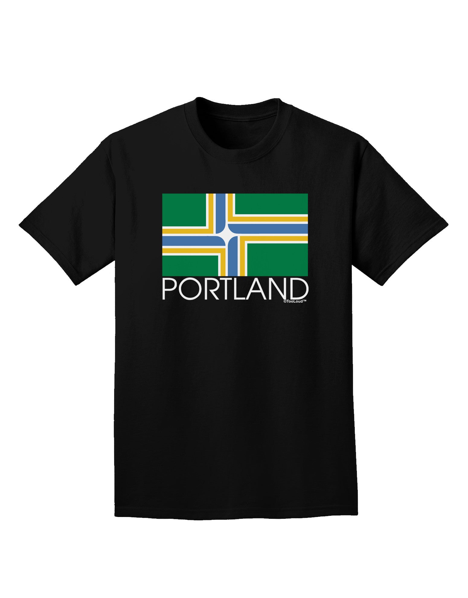 Portland Oregon Flag Text Adult Dark T-Shirt-Mens T-Shirt-TooLoud-Black-Small-Davson Sales