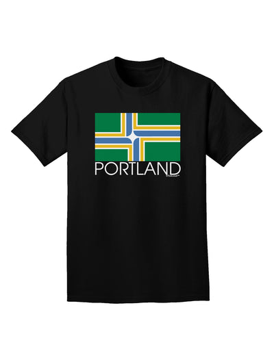 Portland Oregon Flag Text Adult Dark T-Shirt-Mens T-Shirt-TooLoud-Black-Small-Davson Sales