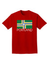 Portland Oregon Flag Text Adult Dark T-Shirt-Mens T-Shirt-TooLoud-Red-Small-Davson Sales