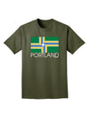 Portland Oregon Flag Text Adult Dark T-Shirt-Mens T-Shirt-TooLoud-Military-Green-Small-Davson Sales