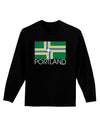 Portland Oregon Flag Text Adult Long Sleeve Dark T-Shirt-TooLoud-Black-Small-Davson Sales