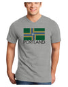 Portland Oregon Flag Text Adult V-Neck T-shirt-Mens V-Neck T-Shirt-TooLoud-HeatherGray-Small-Davson Sales