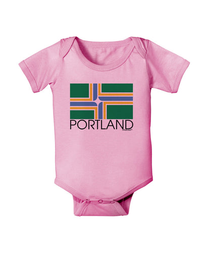 Portland Oregon Flag Text Baby Romper Bodysuit-Baby Romper-TooLoud-Pink-06-Months-Davson Sales