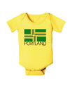 Portland Oregon Flag Text Baby Romper Bodysuit-Baby Romper-TooLoud-Yellow-06-Months-Davson Sales