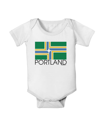 Portland Oregon Flag Text Baby Romper Bodysuit-Baby Romper-TooLoud-White-06-Months-Davson Sales