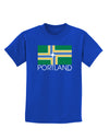 Portland Oregon Flag Text Childrens Dark T-Shirt-Childrens T-Shirt-TooLoud-Royal-Blue-X-Small-Davson Sales