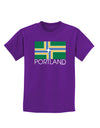 Portland Oregon Flag Text Childrens Dark T-Shirt-Childrens T-Shirt-TooLoud-Purple-X-Small-Davson Sales