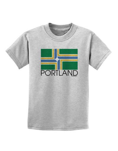 Portland Oregon Flag Text Childrens T-Shirt-Childrens T-Shirt-TooLoud-AshGray-X-Small-Davson Sales