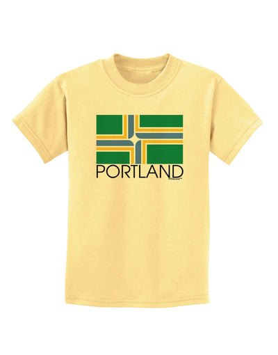 Portland Oregon Flag Text Childrens T-Shirt-Childrens T-Shirt-TooLoud-Daffodil-Yellow-X-Small-Davson Sales