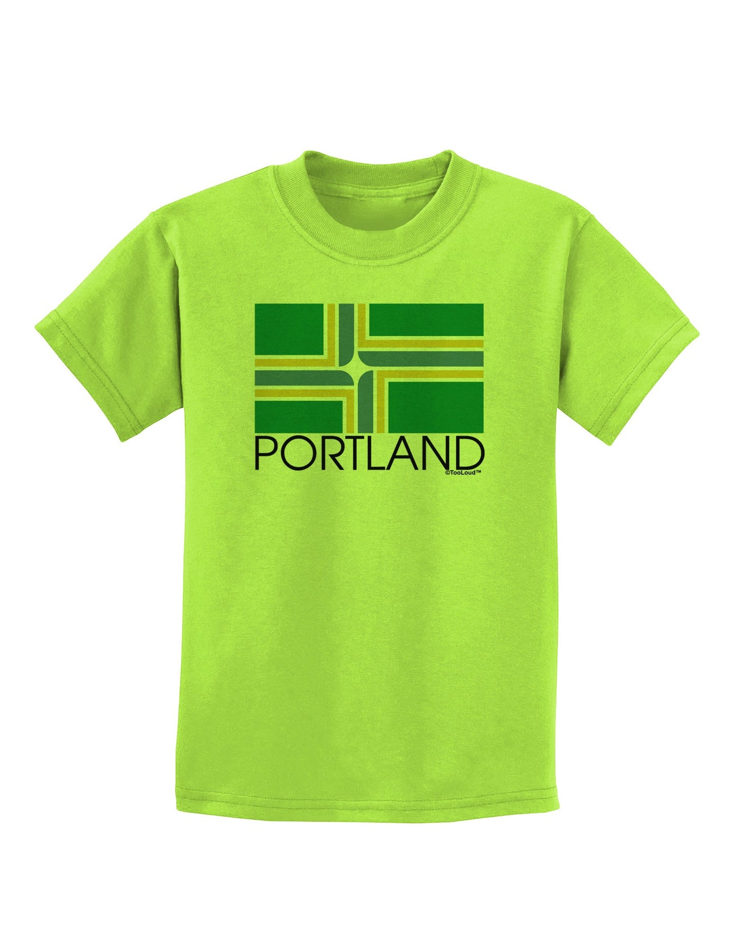 Portland Oregon Flag Text Childrens T-Shirt-Childrens T-Shirt-TooLoud-Lime-Green-X-Small-Davson Sales