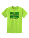 Portland Oregon Flag Text Childrens T-Shirt-Childrens T-Shirt-TooLoud-Lime-Green-X-Small-Davson Sales