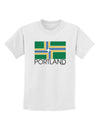 Portland Oregon Flag Text Childrens T-Shirt-Childrens T-Shirt-TooLoud-White-X-Small-Davson Sales