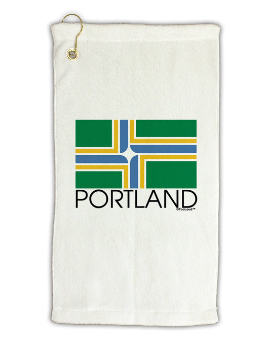 Portland Oregon Flag Text Micro Terry Gromet Golf Towel 11"x19-Golf Towel-TooLoud-White-Davson Sales