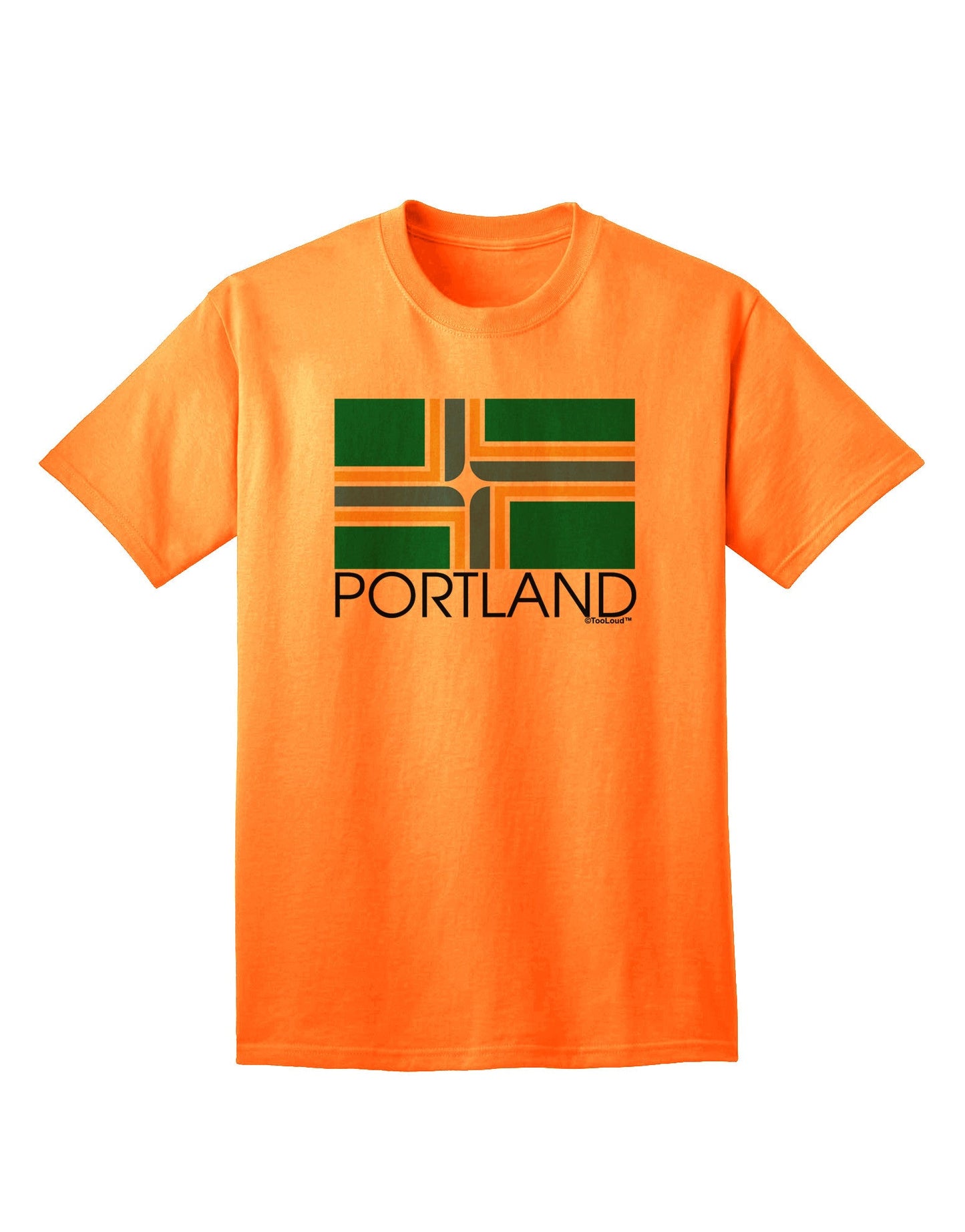 Portland Oregon Flag Text - Premium Adult T-Shirt Collection-Mens T-shirts-TooLoud-Neon-Orange-Small-Davson Sales