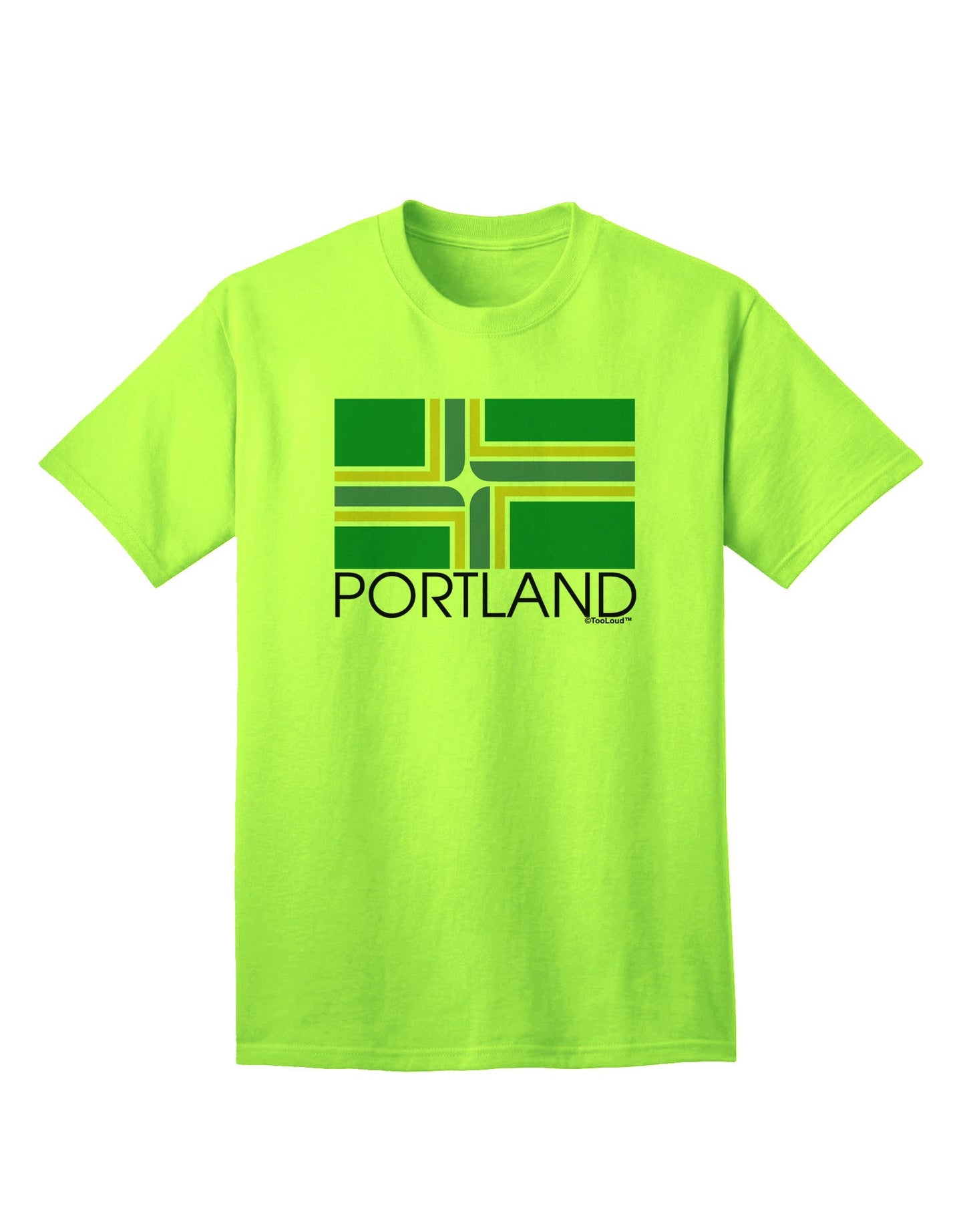 Portland Oregon Flag Text - Premium Adult T-Shirt Collection-Mens T-shirts-TooLoud-Neon-Green-Small-Davson Sales