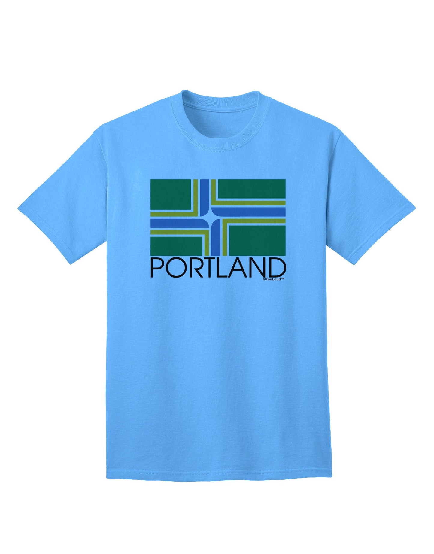 Portland Oregon Flag Text - Premium Adult T-Shirt Collection-Mens T-shirts-TooLoud-Aquatic-Blue-Small-Davson Sales