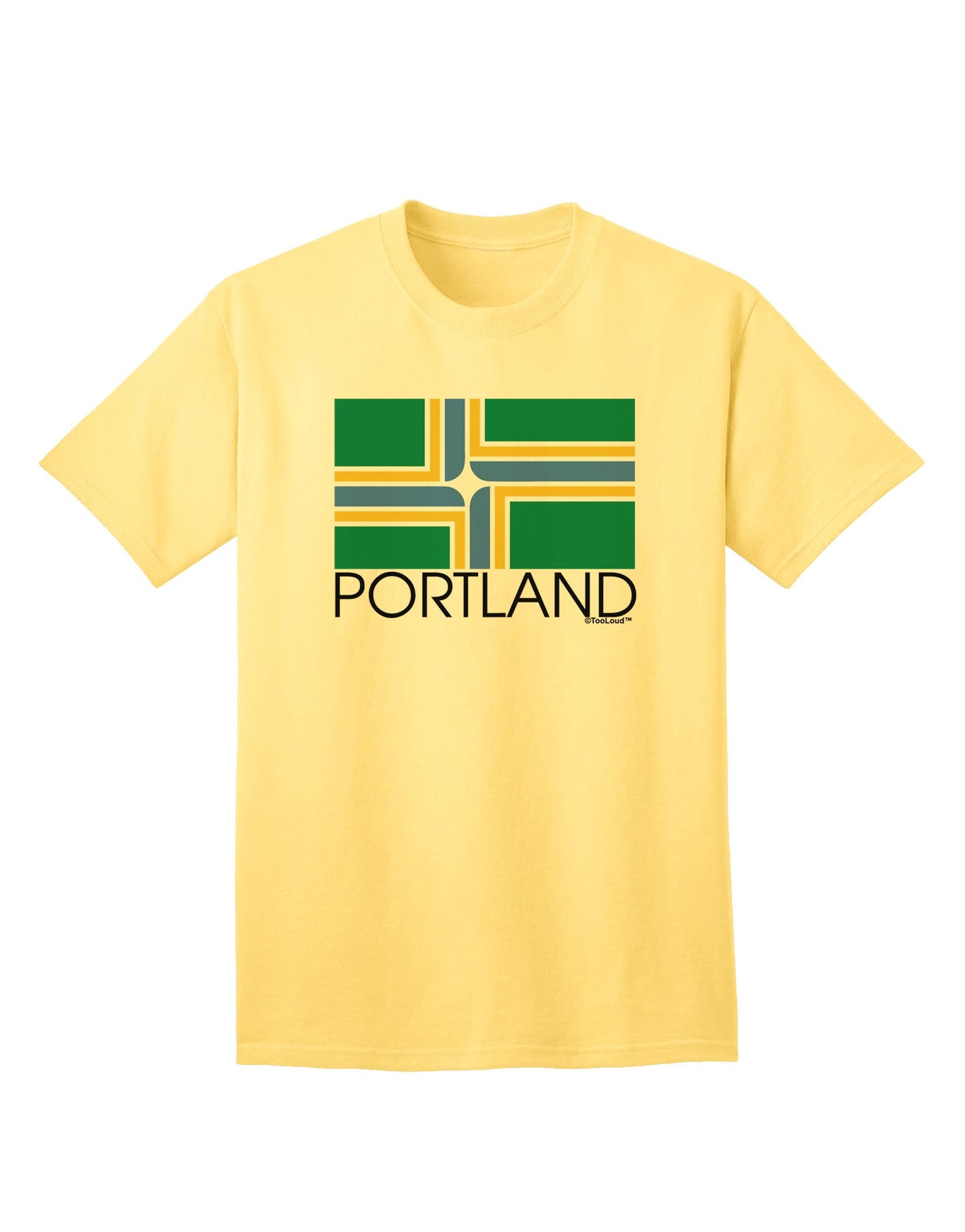 Portland Oregon Flag Text - Premium Adult T-Shirt Collection-Mens T-shirts-TooLoud-Yellow-Small-Davson Sales