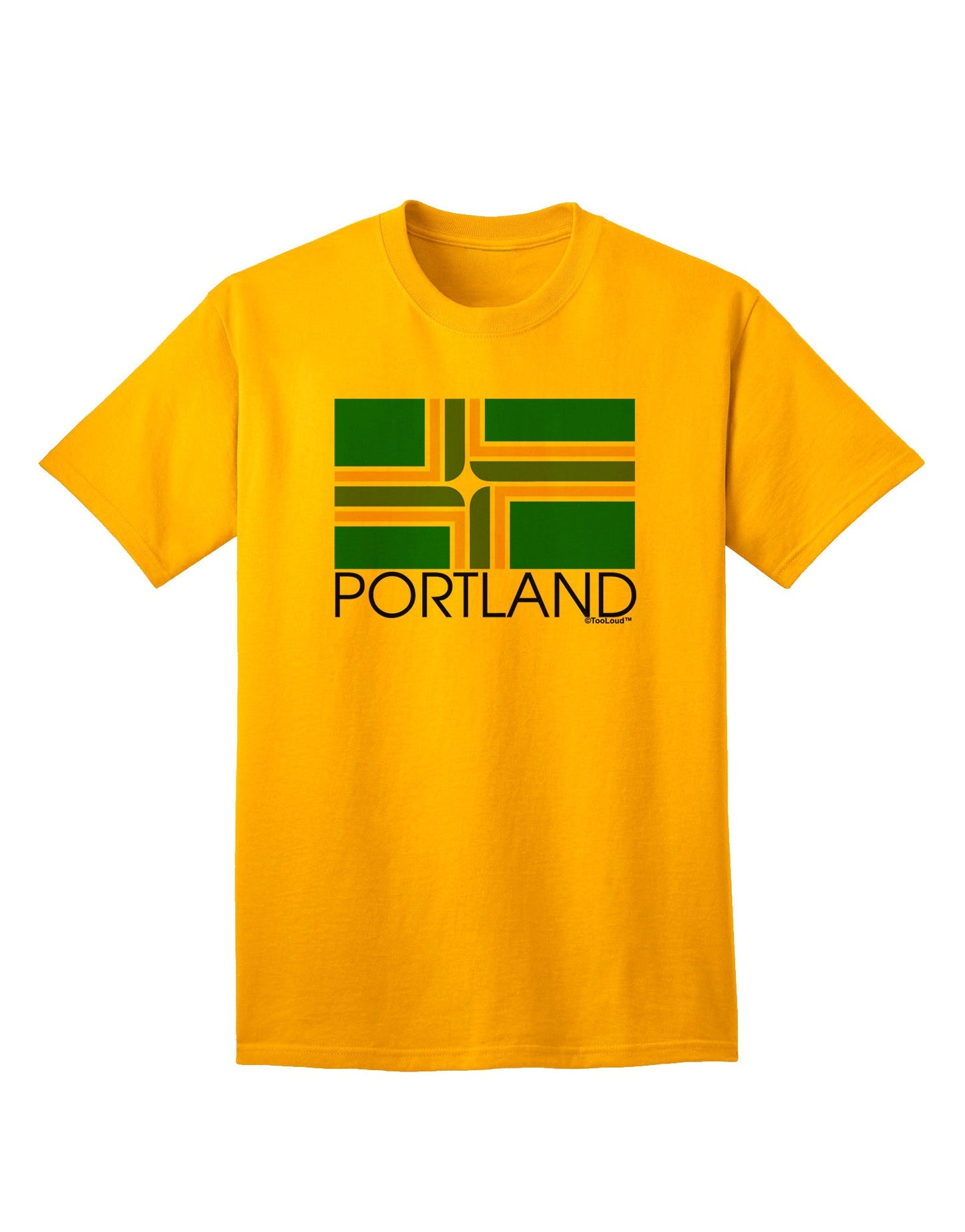 Portland Oregon Flag Text - Premium Adult T-Shirt Collection-Mens T-shirts-TooLoud-Gold-Small-Davson Sales