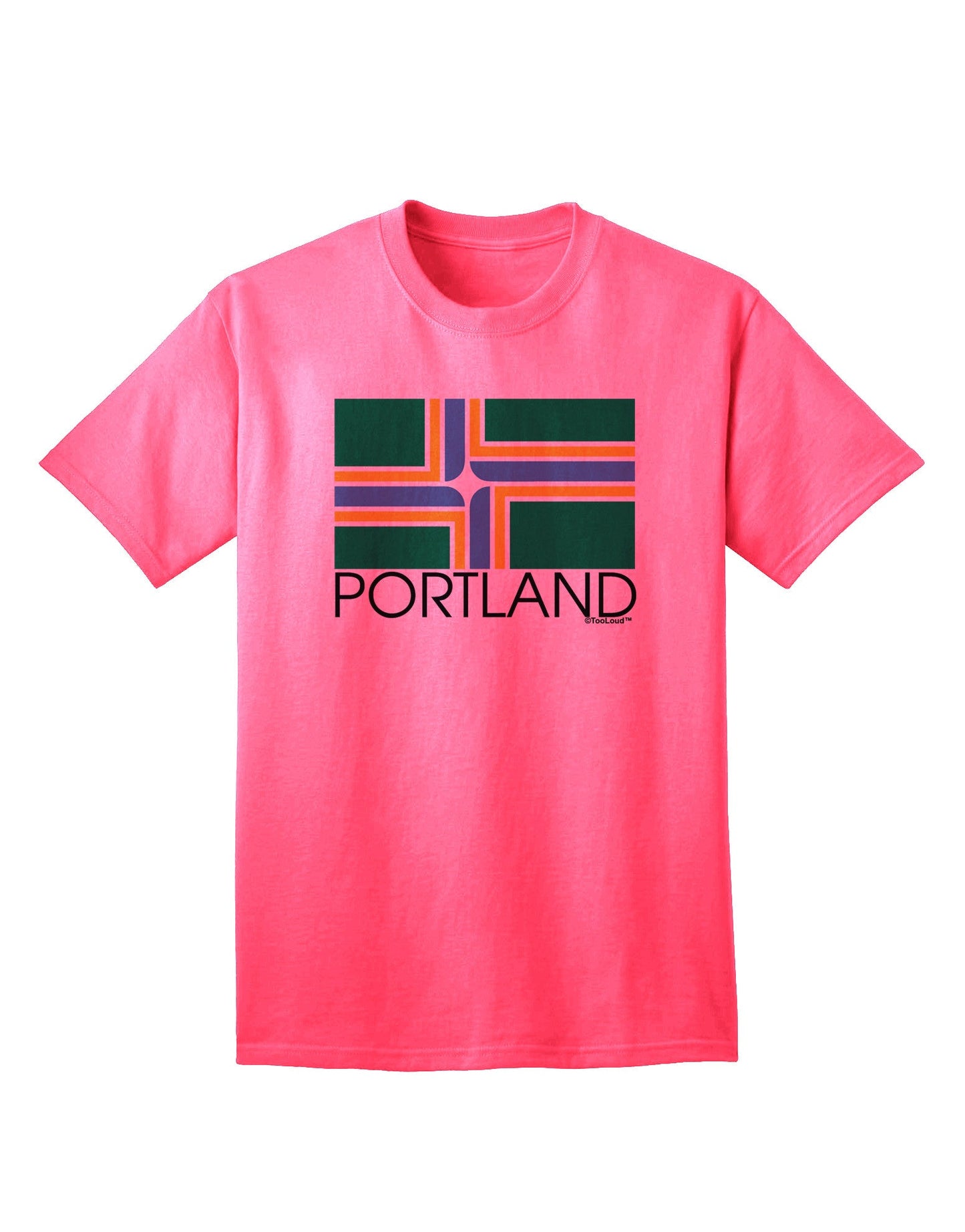 Portland Oregon Flag Text - Premium Adult T-Shirt Collection-Mens T-shirts-TooLoud-Neon-Pink-Small-Davson Sales