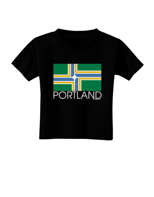 Portland Oregon Flag Text Toddler T-Shirt Dark-Toddler T-Shirt-TooLoud-Black-2T-Davson Sales