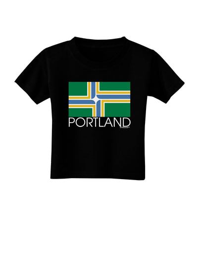 Portland Oregon Flag Text Toddler T-Shirt Dark-Toddler T-Shirt-TooLoud-Black-2T-Davson Sales