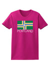 Portland Oregon Flag Text Womens Dark T-Shirt-TooLoud-Hot-Pink-Small-Davson Sales