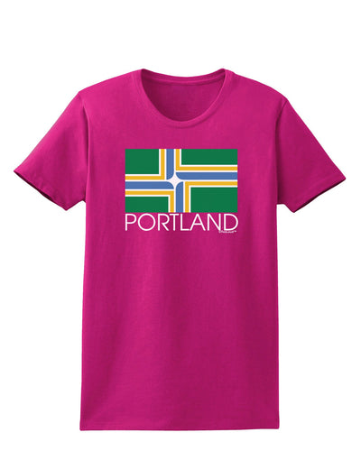 Portland Oregon Flag Text Womens Dark T-Shirt-TooLoud-Hot-Pink-Small-Davson Sales