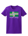 Portland Oregon Flag Text Womens Dark T-Shirt-TooLoud-Purple-X-Small-Davson Sales