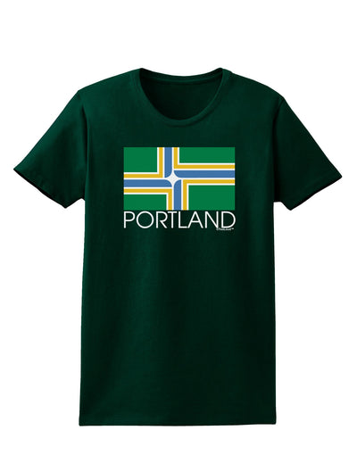 Portland Oregon Flag Text Womens Dark T-Shirt-TooLoud-Forest-Green-Small-Davson Sales